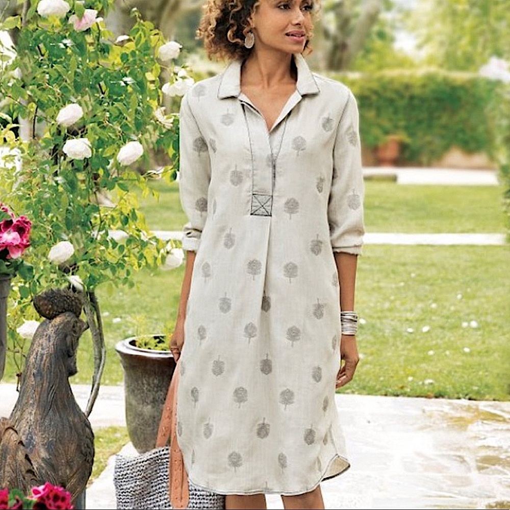 Soft Surroundings Paisley Park Peacock Shirt Dress